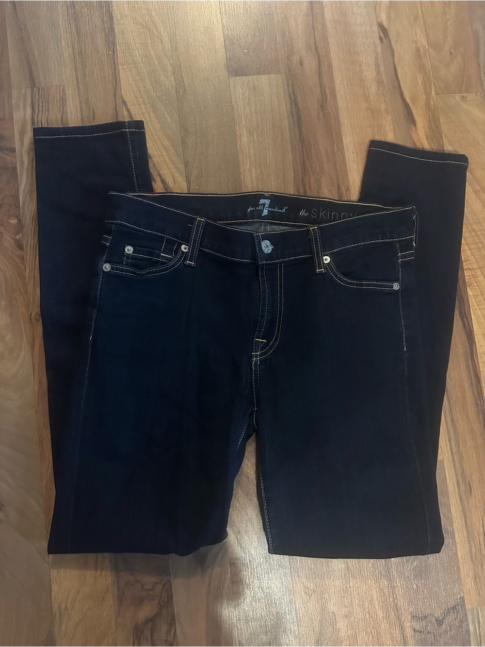 7 For All Mankind Navy Skinny Jeans - Women's